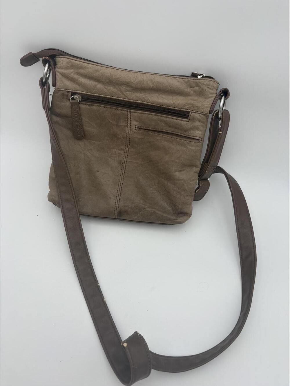 Stone & Co Brown and Taupe Crossbody Messenger Bag with Multiple Zip Pockets - Picture 3 of 8